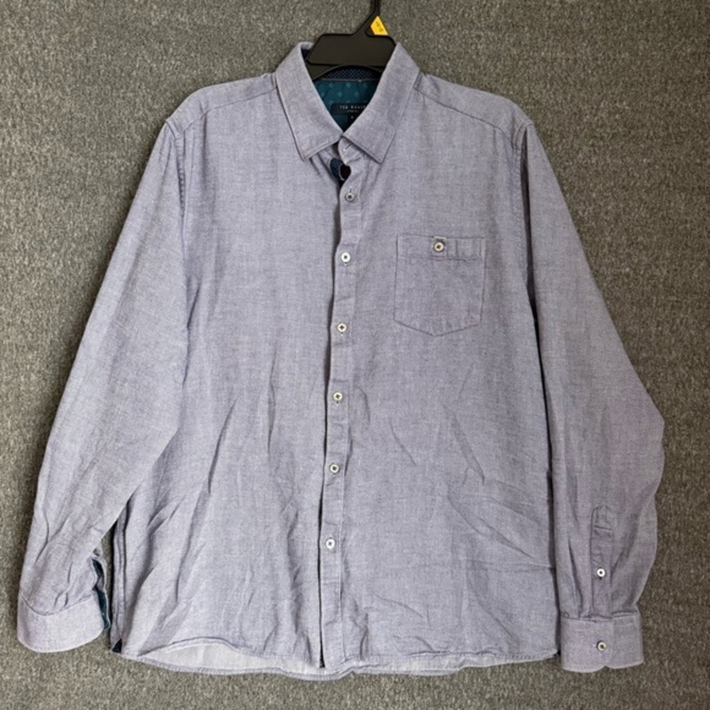 Ted Baker Men Casual Purple Button-Down Shirt Sz 6